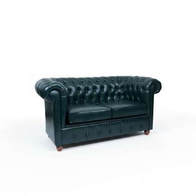 Dark blue Chesterfield two-seater modern sofa 2-seater 2-person sofa