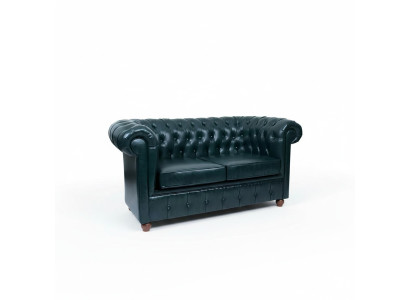 Dark blue Chesterfield two-seater modern sofa 2-seater 2-person sofa