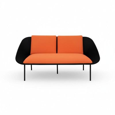 Black-Orange 2-Seater Study Upholstery Modern Couch Textile Sofas