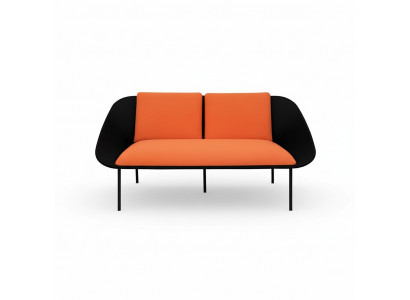 Black-Orange 2-Seater Study Upholstery Modern Couch Textile Sofas