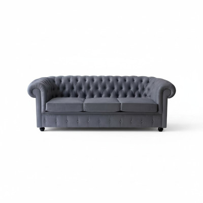 Chesterfield Gray Three-Seater Luxury Couch Designer Living Room Sofa