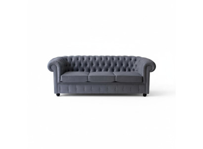 Chesterfield Gray Three-Seater Luxury Couch Designer Living Room Sofa