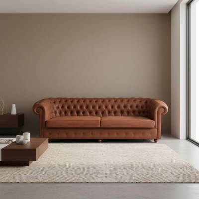 Brown three-seater Chesterfield 3-seater living room couch modern sofas
