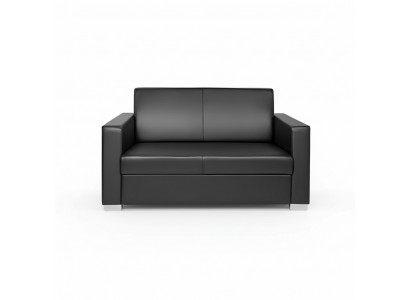 Black leather sofa two-seater couch lounge 2-seater modern club 2-seater