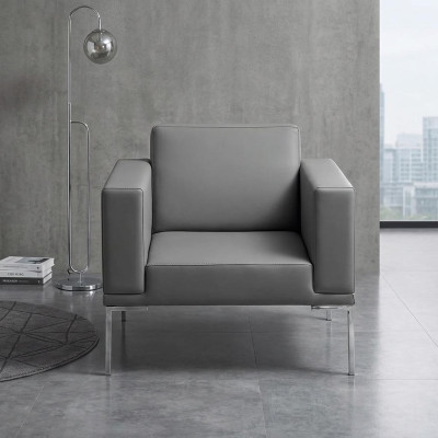 Gray TV armchair, designer upholstered armchair, recliner, relaxing single-seater