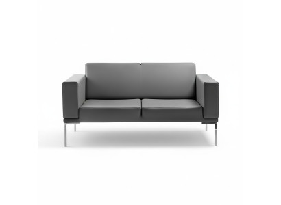 Gray office style 2-seater designer upholstered sofa faux leather couches 2-seater