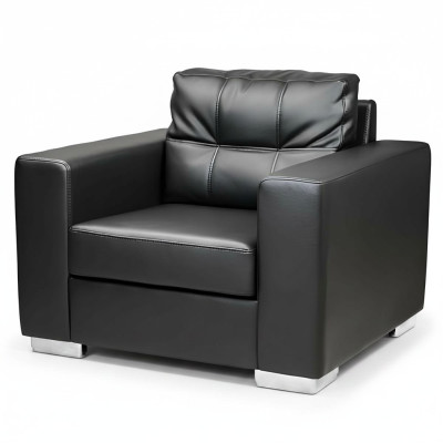 Black armchair, faux leather single-seater, living room relax, new 1-seater