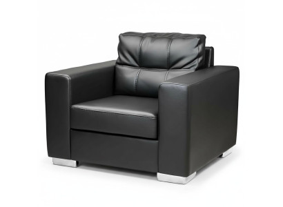 Black armchair, faux leather single-seater, living room relax, new 1-seater