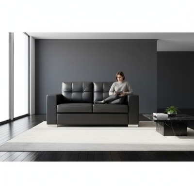 Black living room 2-seater luxury leather recliner couch modern design