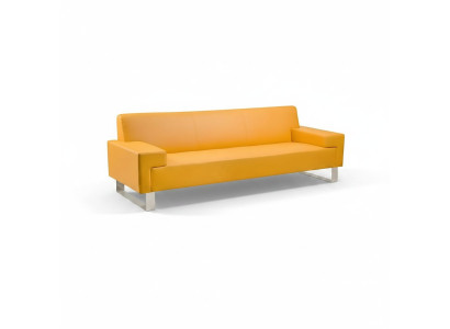 Orange 3-seater upholstered sofa leather couch three-seater living room sofa
