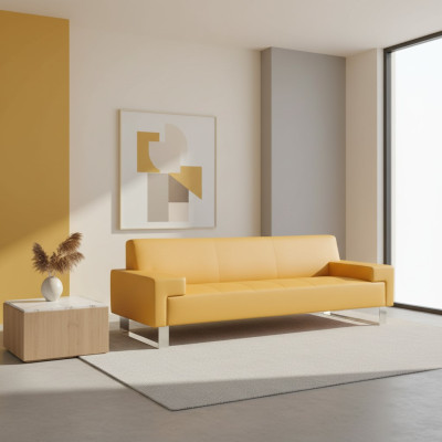 Yellow 2-seater sofa cushion living room couch two-seater stylish 2-seater