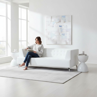 White two-seater luxury sofa modern 2-seater club sofa lounge couch new