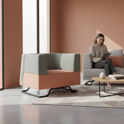Modern single-seater green armchair upholstered office furniture