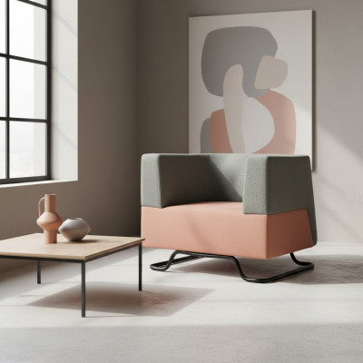 Modern single-seater green armchair upholstered office furniture