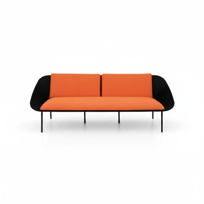 Black-Orange Three-Seater Luxury Sofa 3-Seater Upholstered Couch Textile 3-seater New