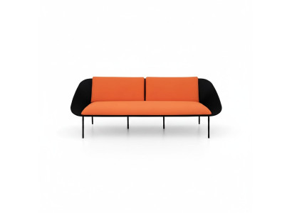 Black-Orange Three-Seater Luxury Sofa 3-Seater Upholstered Couch Textile 3-seater New