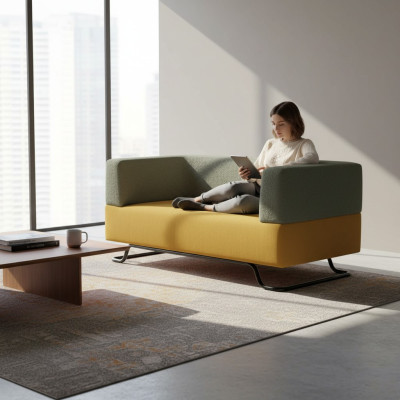 Two-tone 2-seater high-quality upholstered designer living room couch