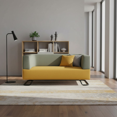 Two-tone 2-seater high-quality upholstered designer living room couch