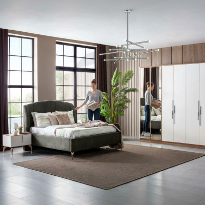 Bed Gray Double Beds Modern Bed Frame Luxury Design Bed Frame Wood New