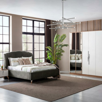Bed Gray Double Beds Modern Bed Frame Luxury Design Bed Frame Wood New