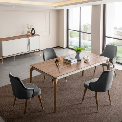 Luxury dining room set, dining table with 6 chairs, 7 pieces, modern table dining set, new