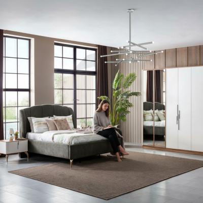 Bedroom set luxury complete bed 2x nightstand wardrobe 4-piece new