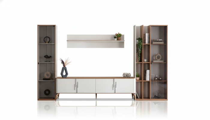Living room wall unit TV stand shelf luxury design set 4 pcs modern furniture new