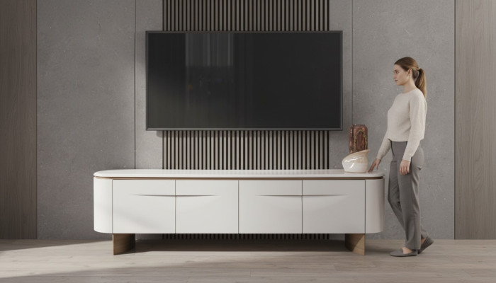 TV stand stylish RTV lowboard living wall sideboard white wood modern design