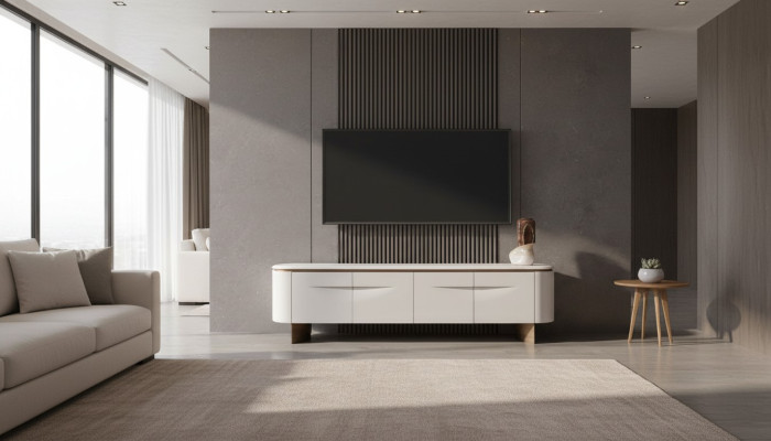TV stand stylish RTV lowboard living wall sideboard white wood modern design