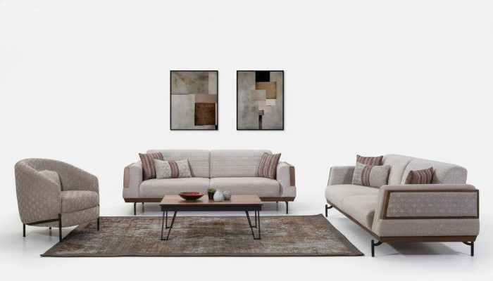 Taupe Sofa Set 3+3+1 Seater Living Room Set Coffee Table Modern Sofas