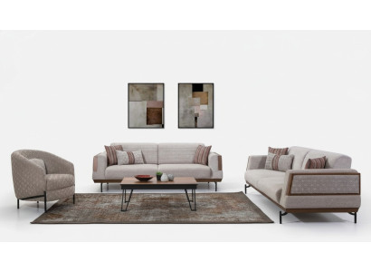 Taupe Sofa Set 3+3+1 Seater Living Room Set Coffee Table Modern Sofas