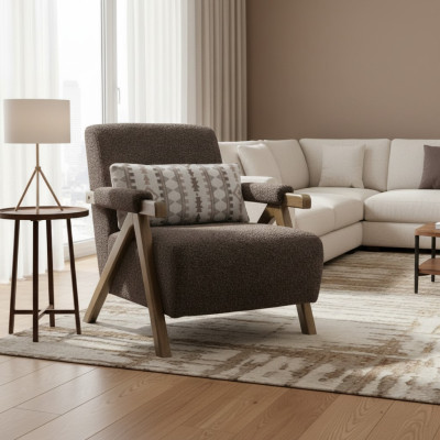 Brown armchair designer single-seater living room 1-seater luxury chair new