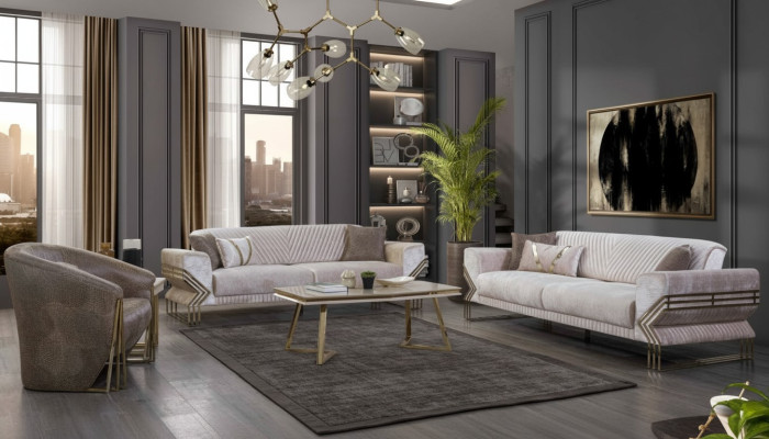 Designer sofa set 3+3+1 seater modern complete couch set new