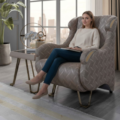 Elegant designer armchair luxury upholstered furniture living room single-seater modern