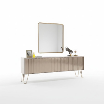 Luxury sideboard with mirror stylish beige dresser modern furniture design set new