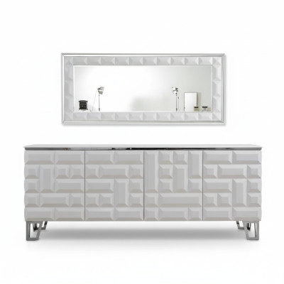 White luxury dresser designer rectangular mirror modern sideboard