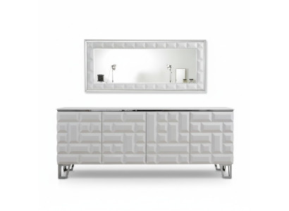 White luxury dresser designer rectangular mirror modern sideboard
