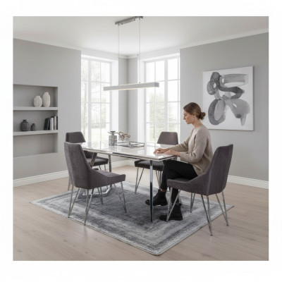 Complete set dining table, 4x chairs, dining room set, dining group, metal table, new