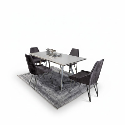 Complete set dining table, 4x chairs, dining room set, dining group, metal table, new