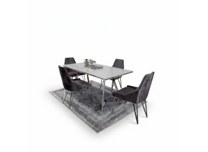 Complete set dining table, 4x chairs, dining room set, dining group, metal table, new