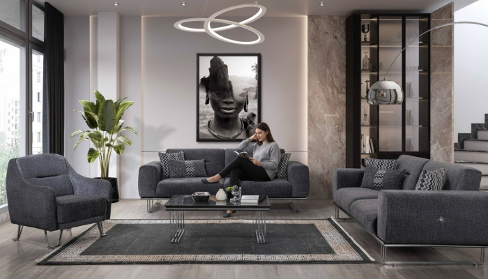 Sofa set 3+3+1 seater living room complete sofa set modern set coffee table
