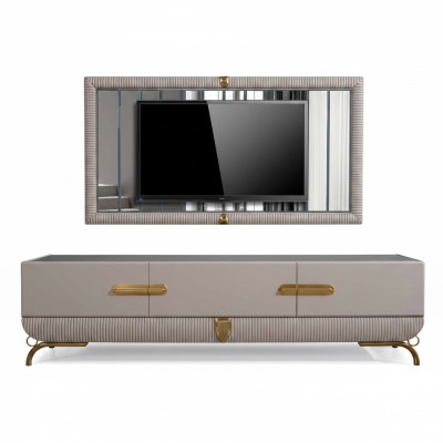 Wall unit wall wood modern style shelf living room furniture cabinet RTV with TV frame