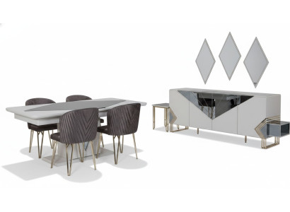 Luxurious dining room set designer dining table x4 chairs dresser mirror