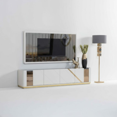 Modern living room furniture designer TV stand luxurious TV frame 2-piece set