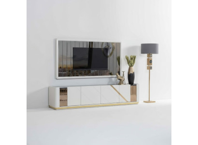 Modern living room furniture designer TV stand luxurious TV frame 2-piece set