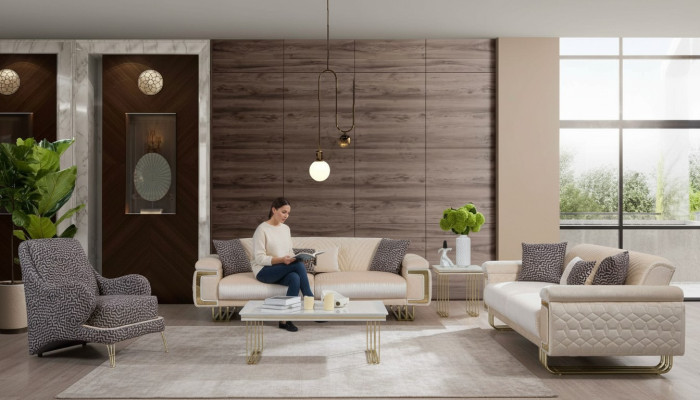 Designer living room set luxury three-seater coffee table side table