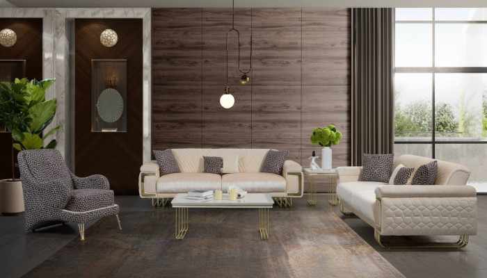 Designer living room set luxury three-seater coffee table side table