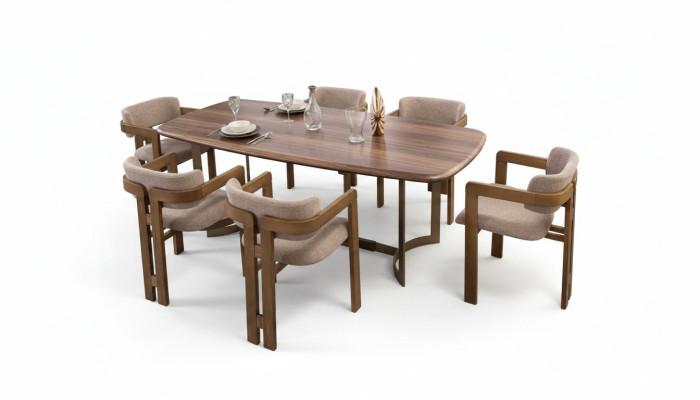 Brown dining room set designer upholstered chairs dining table dining group
