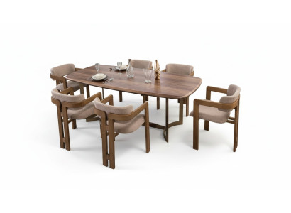 Brown dining room set designer upholstered chairs dining table dining group