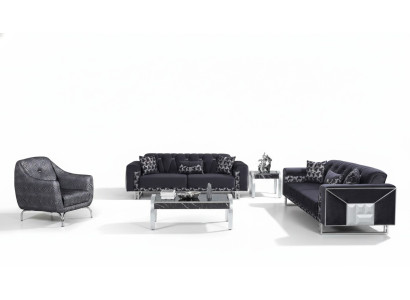 Black-Grey Living Room Sofa Set Designer Sofas Side Table 5-piece Set